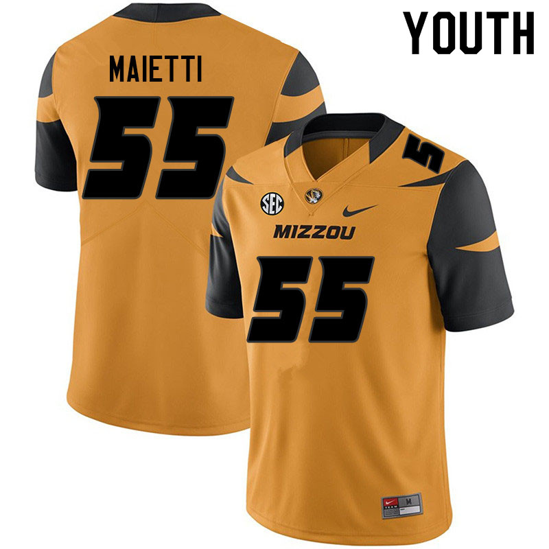 Youth #55 Michael Maietti Missouri Tigers College Football Jerseys Sale-Yellow